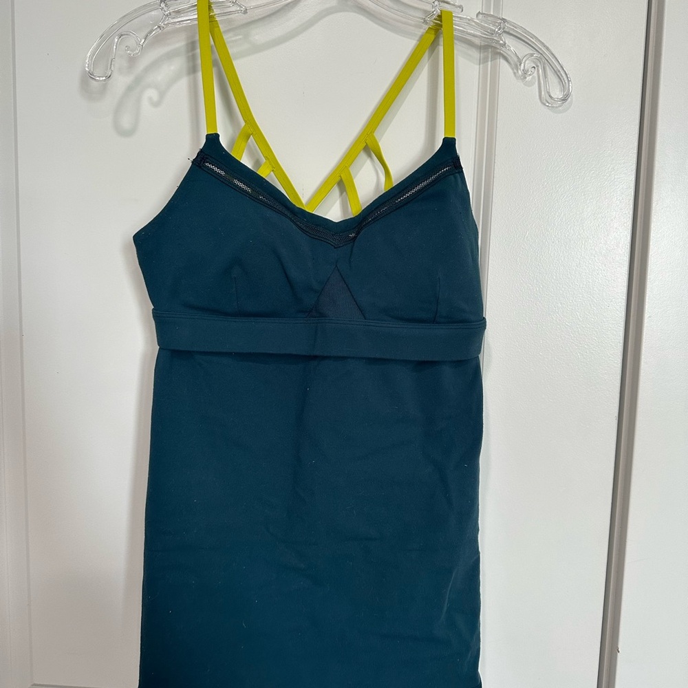 lululemon athletica Teal Tank with Neon Yellow Straps